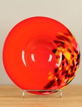 Schaal glas rood/oranje A011. Glazen schaal, Rode glazen schaal