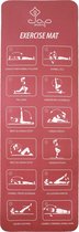 JAP Sports - Yogamat - Anti slip met 12 oefeningen - Fitness, workout, aerobics etc. - Extra dik - Zacht en licht - Eco friendly - Anti bacterie - Rood
