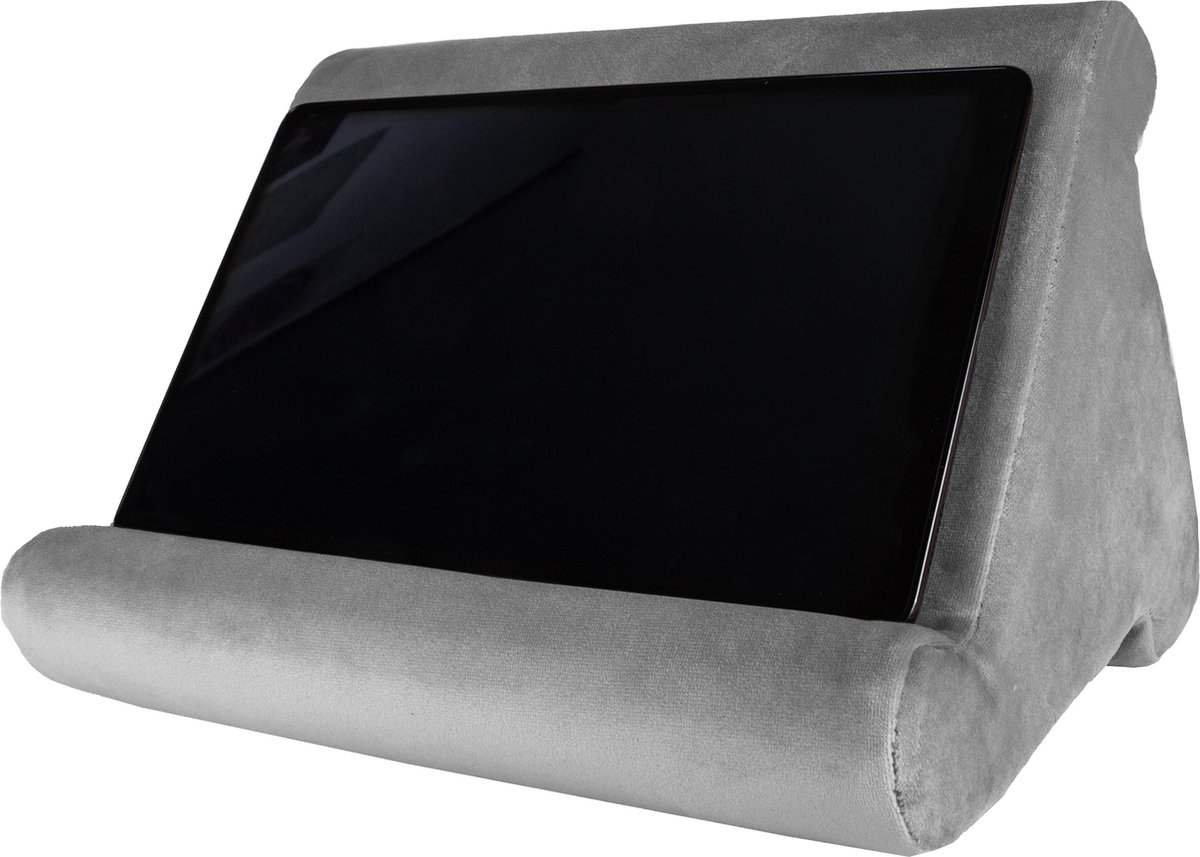 Tabletkussen – Tablethouder – Pillow pad tablet – Tablet houder kussen – Soft pillow – Tablet – E-reader – Magazines – Boekenhouder - Grijs