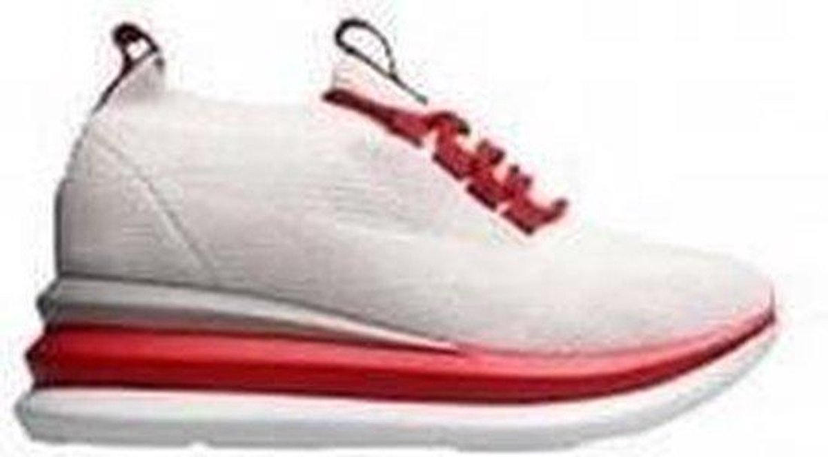 Ewoll Dames Sneaker met hoge zool en elastische sluiting - wit / rood - Maat 38