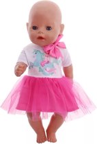 Poppenkleertjes - Geschikt voor Baby Born - Ballerina jurk - Zeemeermin en eenhoorn shirt - Roze tutu