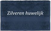Handdoek - Zilveren huwelijk - 100x50cm - Donker blauw