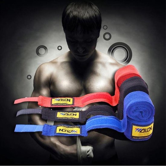 2 stuks/rollen 2.5 M Katoen - Zwart - Boksen Sport Strap Kick Boksen Bandage Sanda Muay Thai Karate MMA Taekwondo Hand handschoenen Wraps | Boxen | Bokspads | Fitness |Thai boxing - Merkloos