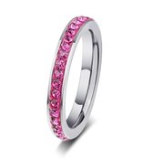 Amanto Ring Erien Pink - Dames - 316 Staal PVD - Zirkonia - 4 mm - maat 58 - 18,5 mm