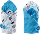 Sensi Cone Wikkeldeken - wikkeldoek WHALE TURQOISE 80X80