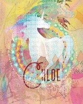 Chloe: Colorful Rainbow Unicorn - 100 Pages 8''X10'' Girl's Composition Wide Ruled Notebook