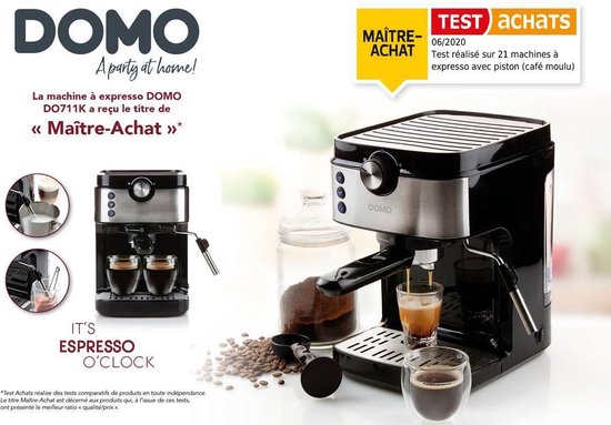 Steken Boos worden Meerdere Domo DO711K - Espressomachine - Stoompijpje - RVS | bol.com