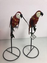 Decoratief beeld rood vogel (set van 2)