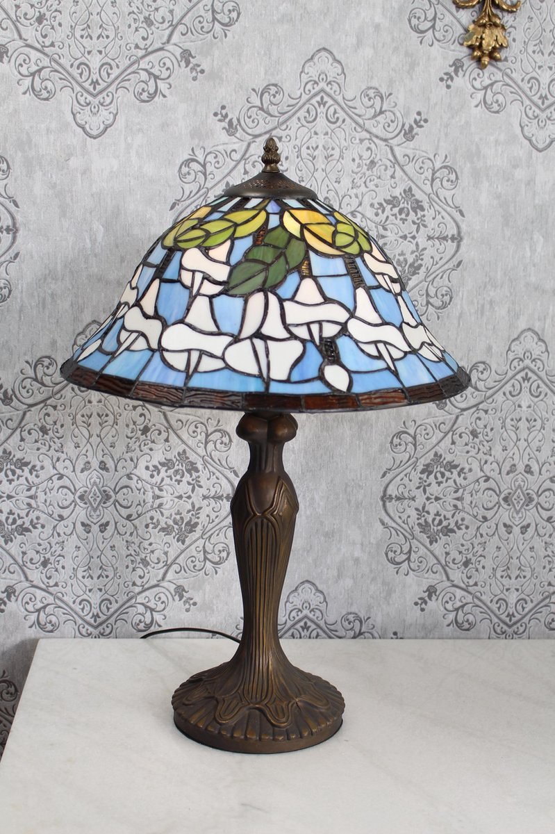 59 cm hoge Tiffany Design Lamp met veel lichte kleuren