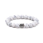 KRALEN ARMBAND HOWLIET MET UIL BEDELTJE - Wit