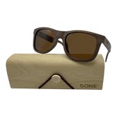 5one® wayfarer 2.0 walnut brown - Walnoot houten Zonnebril -  Bruin