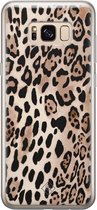 Samsung S8 hoesje siliconen - Luipaard print bruin | Samsung Galaxy S8 case | Bruin/beige | TPU backcover transparant