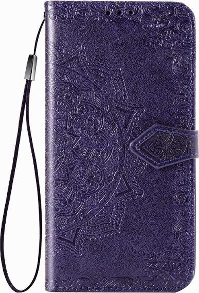Bloem paars agenda book case hoesje Oppo A52/A72