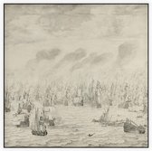 De zeeslag bij Terheide, Willem van de Velde - Foto op Akoestisch paneel - 100 x 100 cm