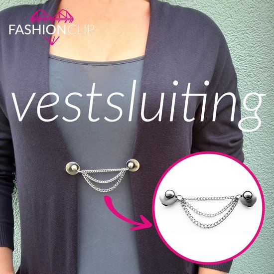 Fashionclip® - Vestsluiting - Zilver - Drie kettingen - Vestklem - Mode |  bol.com