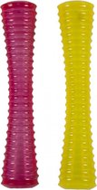 Duvo+ Sbs rubber apporteerstick Geel/fuchsia L - 23cm