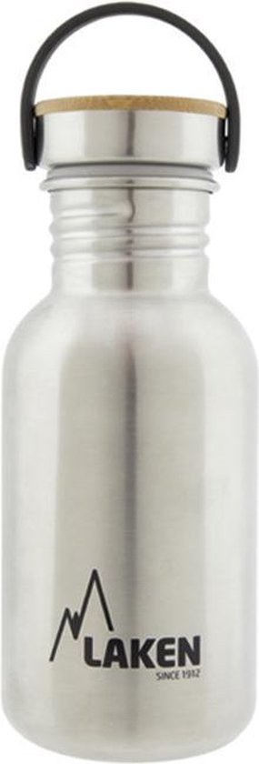 RVS fles 500ml Basic Steel Bottle - Black plastic screw cap, Laken