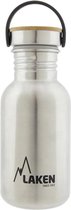 RVS fles 500ml Basic Steel Bottle - Black plastic screw cap, Laken