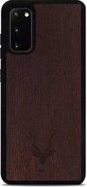 Kudu Samsung Galaxy S20 hoesje case - Houten backcover - Handgemaakt en afgewerkt met duurzaam TPU - Wengé - Zwart