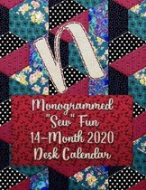 N: Monogrammed ''Sew'' Fun 14-Month 2020 Desk Calendar