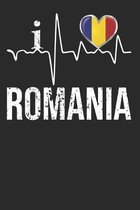 Romania: I Love Romania Heartbeat Flag For Romanian Pride Gift