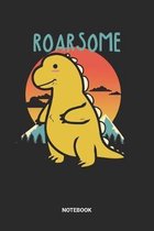 Roarsome Notebook: Dotted Lined Retro T-Rex Roarsome Themed Notebook (6x9 inches) ideal as a Prehistoric Planning Journal. Perfect as a D