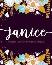 Janice: Notebook - Libreta - Cahier - Taccuino - Notizbuch: 110 pages paginas seiten pagine: Modern Florals First Name Noteboo