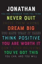 Jonathan You Are Stronger Than You Think Never Quit Prove Them Wrong Dream Big You Have What It Takes Think Positive You Are Worth It Dont Stop Believ