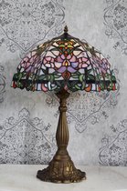 Wexdeco Tiffany Lamp - Glas - 61 cm - Rood/Groen - Staande lamp