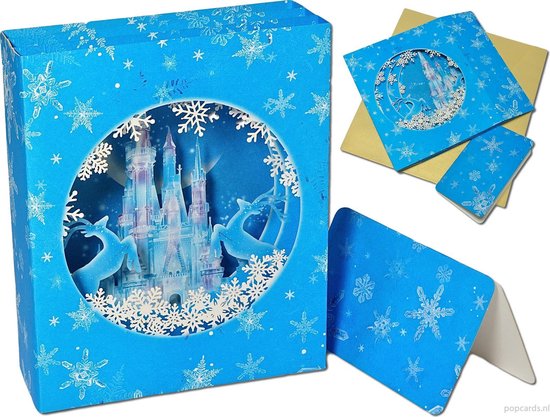 Cartes Popcards Pop-up - Carte de Noël 3D avec Château de conte de