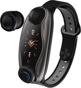 DrPhone DualX2 - Sport Horloge + Ingebouwde Oordoppen - Smartwatch  / Activity Tracker - TWS Bluetooth In-Ear Oordopjes  - Zwart