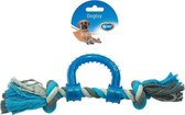 Duvo+ Knoop katoen trekring met plastiek Grijs/blauw 30cm