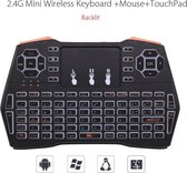 DrPhone VTI8+ Wireless Toetsenbord + Touchpad met Backlit - RF 2.4G Draadloos – QWERTY + muis + multimediabediening + DPI