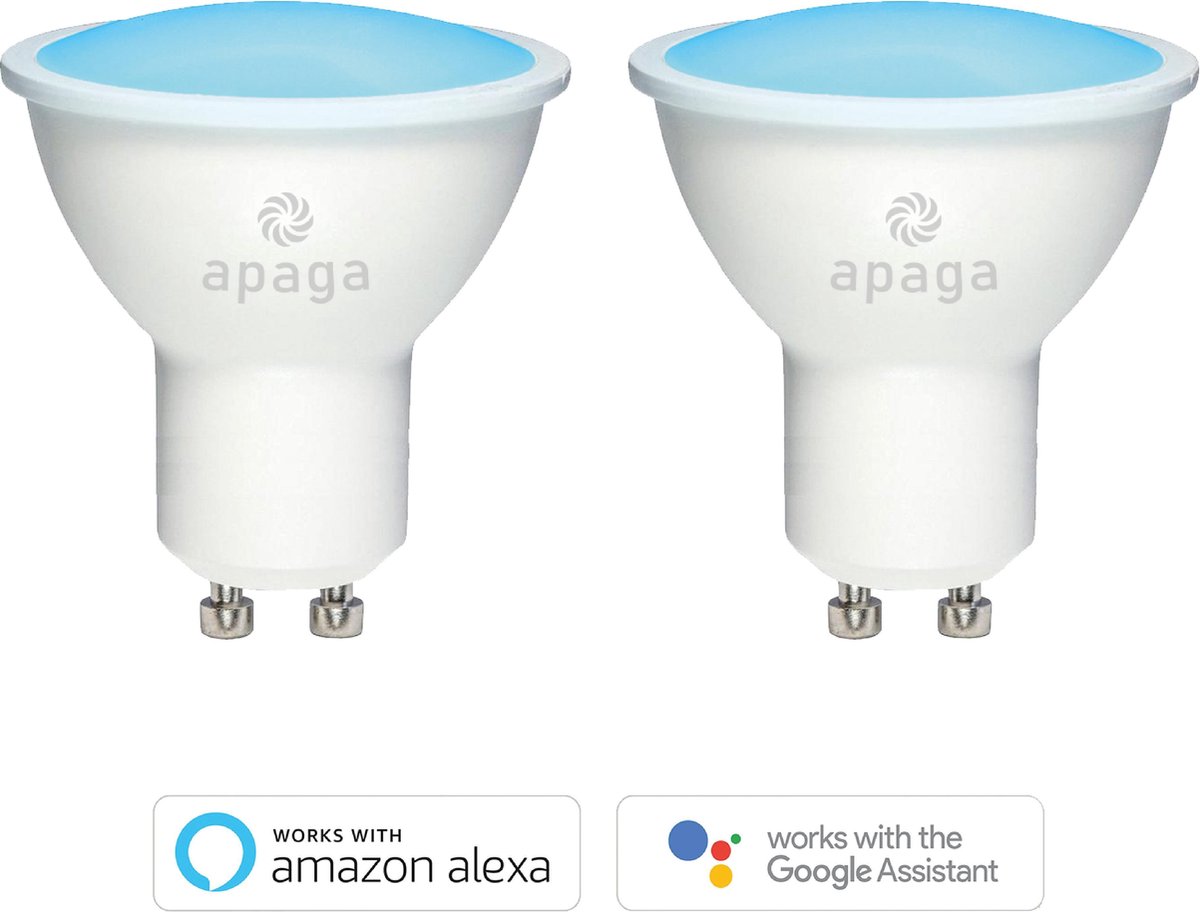 2X Apaga Smart Spot - Slimme LED Lamp - Gekleurde spotjes (White + Color  RGB lamp) -... | bol.com