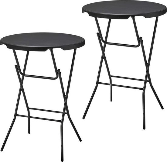 Statafel - Set van 2 - Zwart - ø80x110 cm - statafels - cocktailtafel - hoge staan tafel - staantafels - staantafel - partytafel