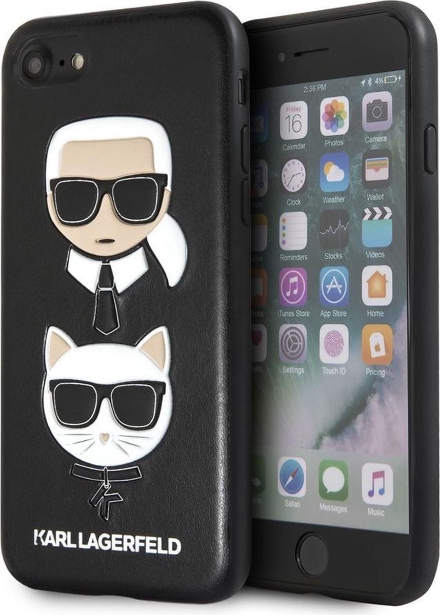 Zwart hoesje van Karl Lagerfeld - Backcover - iPhone 7-8 iPhone SE2 2020 - In relief Choupette