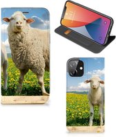 Book Stand Case met foto Geschikt voor iPhone 12 | Geschikt voor iPhone 12 Pro Telefoon Hoesje Schaap en Lammetje