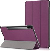 Samsung Galaxy Tab S7 2020 Hoesje - 11 inch - Samsung Tab S7 Hoes Tri fold book case - Back Cover Paars