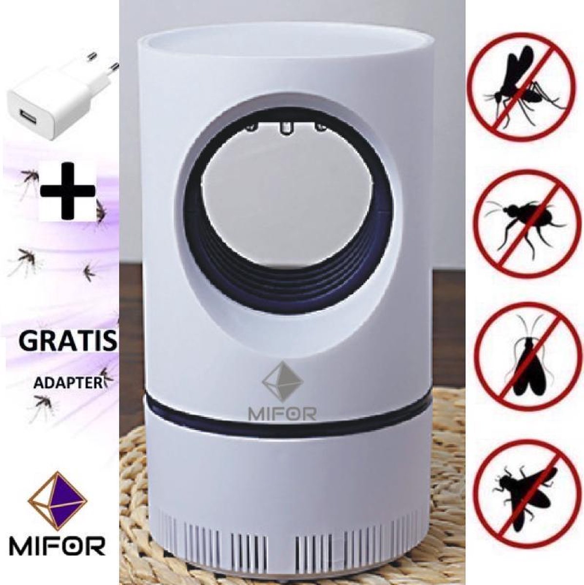 MIFOR® Elektrische UV Muggenlamp - GRATIS ADAPTER - insectenverdelger -  Grote... | bol.com