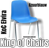 King of Chairs model KoC Elvira azuurblauw met verchroomd onderstel. Kantinestoel stapelstoel kuipstoel vergaderstoel tuinstoel kantine stoel stapel stoel tuin stoel kantinestoelen