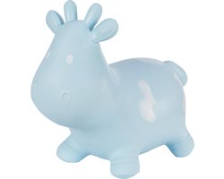 Hoppimals Rubberen Springdier Blauw Koetje + pomp - een enorm en uniek springplezier