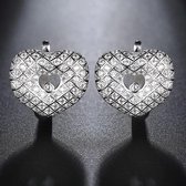 Geshe-Dames klapoorringen hart met zirkonia-blingbling-kopper-21mm-zilverkleurig-bruiloft cadeau