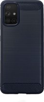 BMAX Carbon soft case hoesje voor Samsung Galaxy A71 / Soft cover / Telefoonhoesje / Beschermhoesje / Telefoonbescherming - Blauw