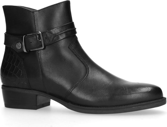 No Stress - Dames - Zwarte leren enkellaarsjes met buckle - Maat 39 |  bol.com