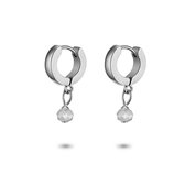 Twice As Nice Oorbellen in edelstaal, oorring, grijs kristal
