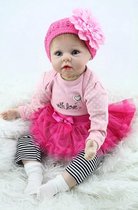Reborn baby pop 'Myla' - 55 cm - Meisje met roze outfit en speen - Soft vinyl - Levensechte babypop - In geschenkdoos