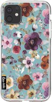 Casetastic Apple iPhone 11 Hoesje - Softcover Hoesje met Design - Flowers Soft Blue Print