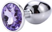 ToySecrets - Aluminium buttplug met lichtpaarse diamant - Small