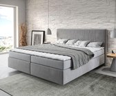 Bed Dream-Well Grijs 180x200 cm Microvezel stof met matras en topper boxspring-bed
