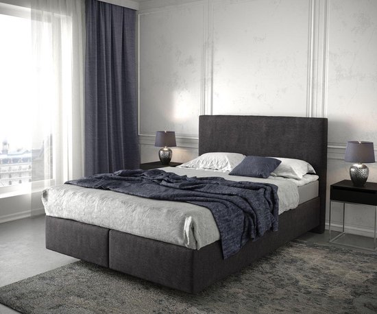 Bed Dream-Well Zwart 140x200 cm Microvezel stof met matras en topper boxspring-bed